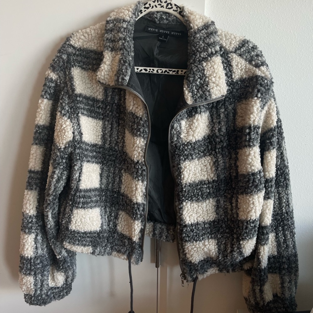 Plaid Fleece Crop Jacket
